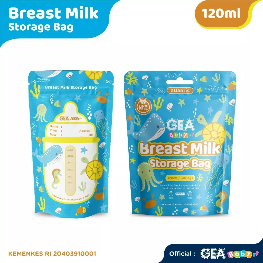 PREORDER Gea Baby Breastmilk Bags in Pouch 120ml Atlantis