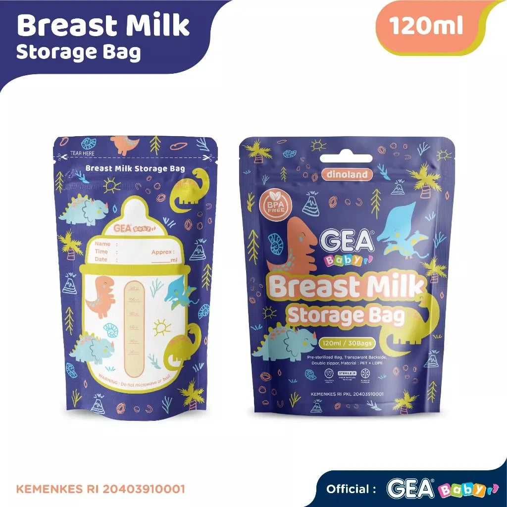 PREORDER Gea Baby Breastmilk Bags in Pouch 120ml Dinoland