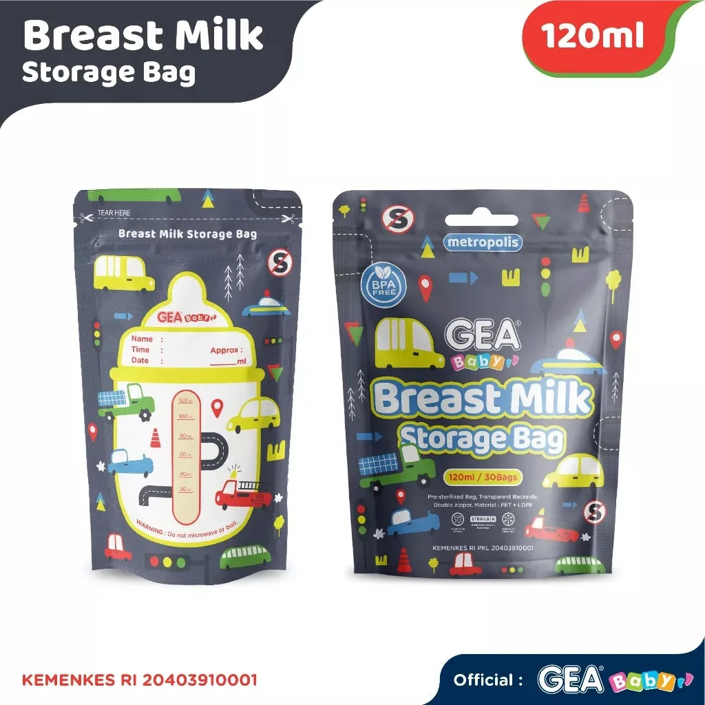 PREORDER Gea Baby Breastmilk Bags in Pouch 120ml Metropolis