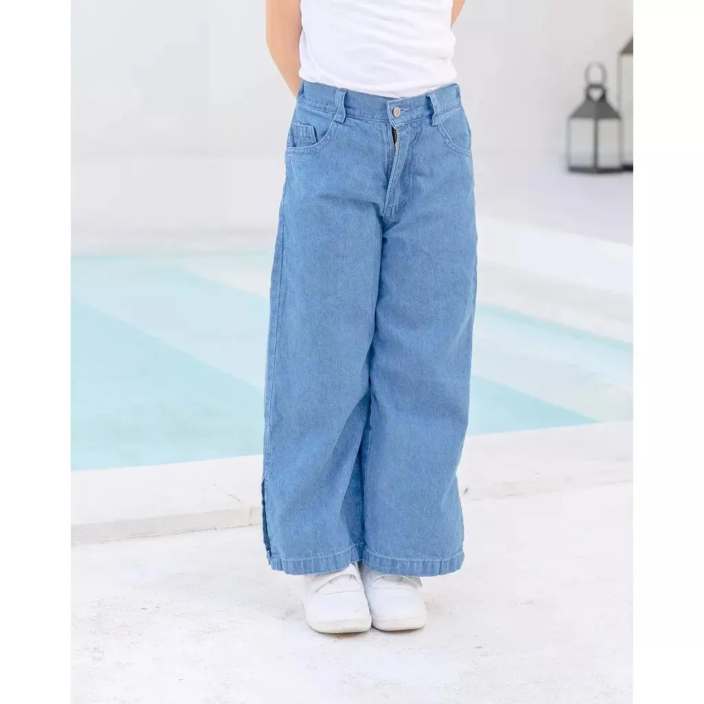 PREORDER - Hunny Bunny Mezaluna Wide Leg Girls' Pants Medium Dark Blue