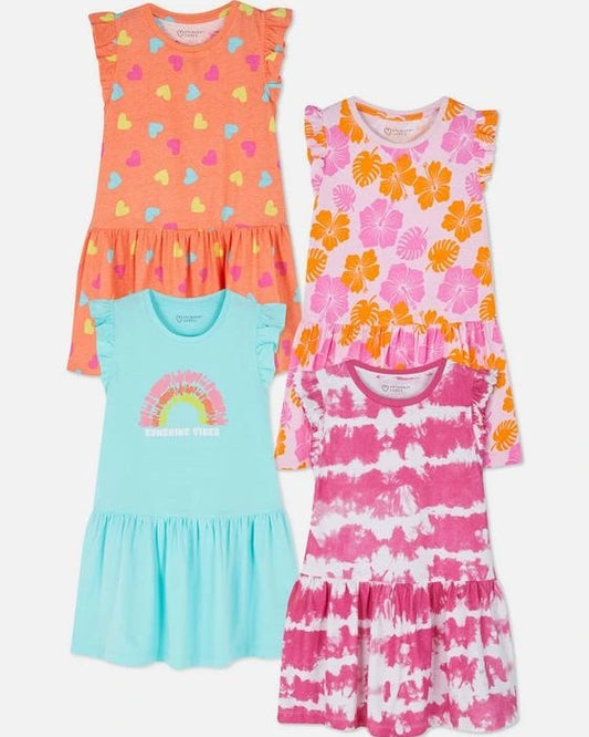 UK PREORDER 4pcs Set Patterned Sleeveless Dresses