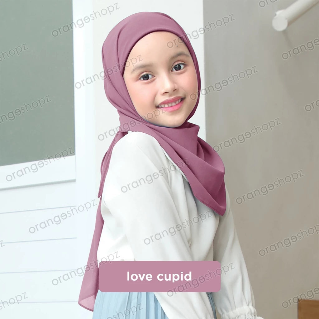 PREORDER Orangeshopz - Pashmina Hijab With Attached Inner (onesize fit 2-10y) Love Cupid