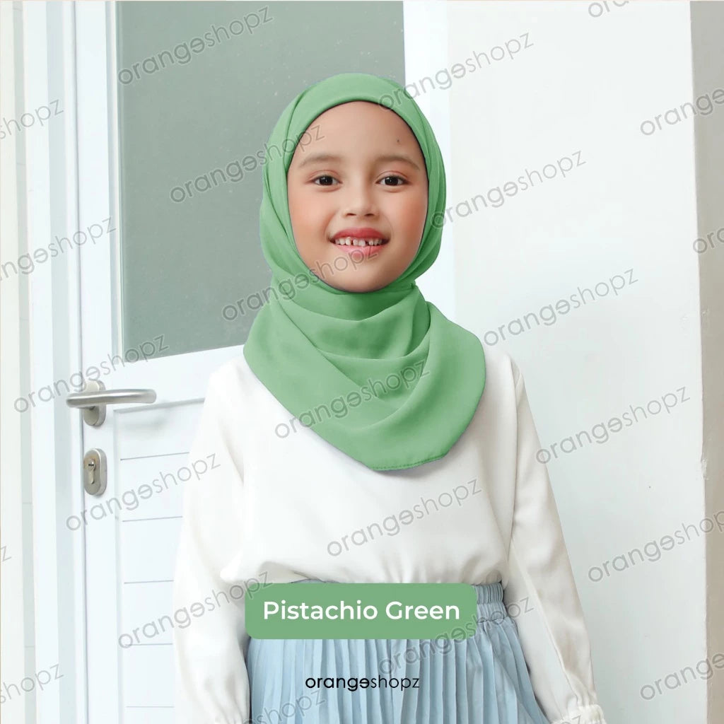 PREORDER Orangeshopz - Pashmina Hijab With Attached Inner (onesize fit 2-10y) Pistachio Green