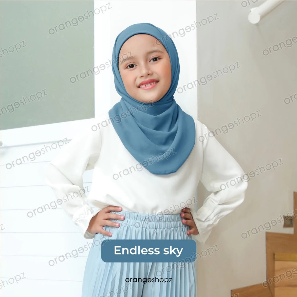 PREORDER Orangeshopz - Pashmina Hijab With Attached Inner (onesize fit 2-10y) Endless Sky