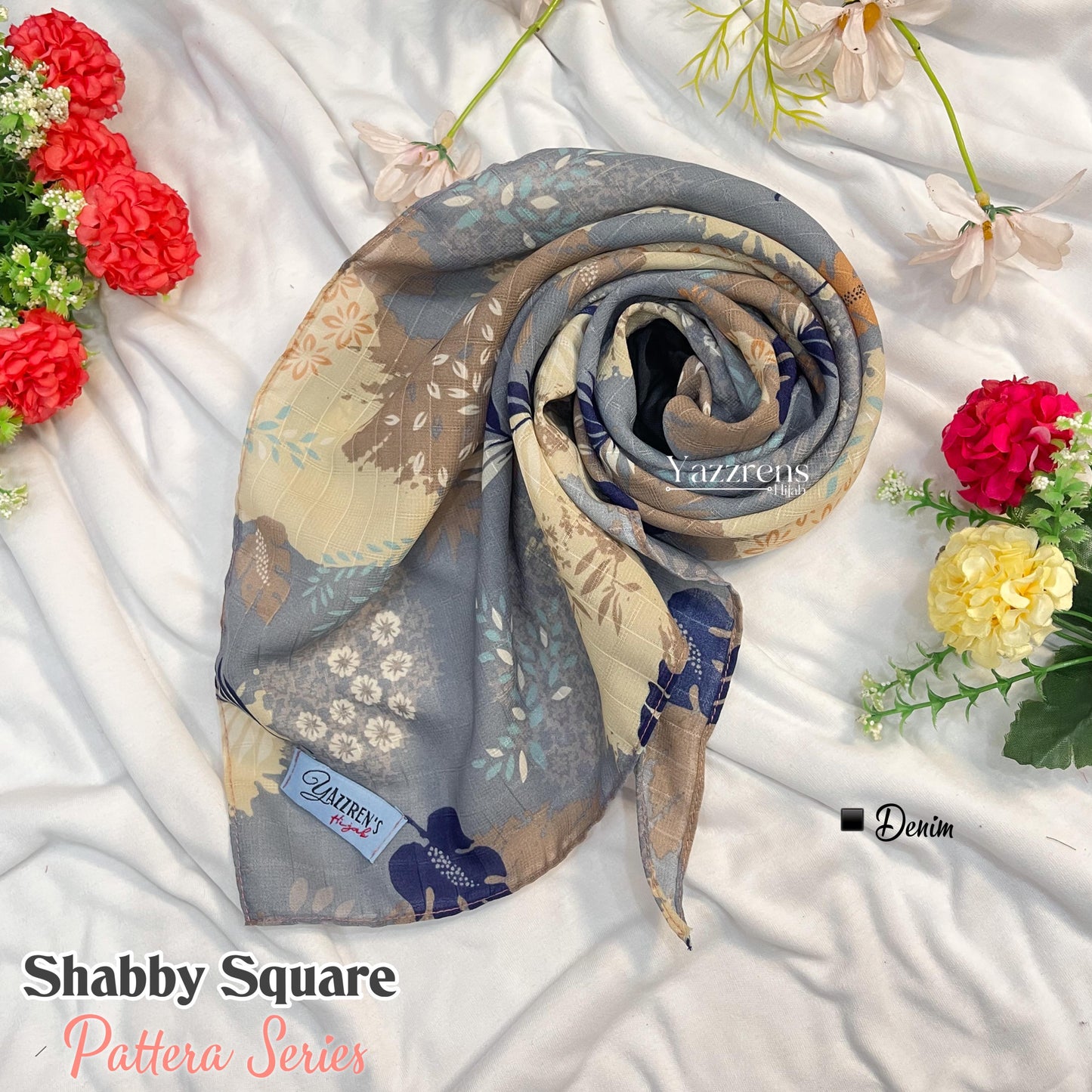 PREORDER Yazzren Hijab - Shabby Square with Attached Inner (Pattern Series)