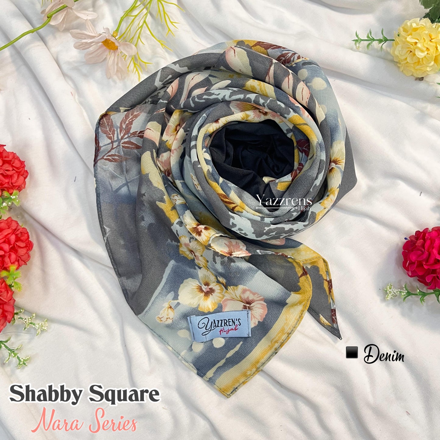 PREORDER Yazzren Hijab - Shabby Square with Attached Inner (Mora Series)