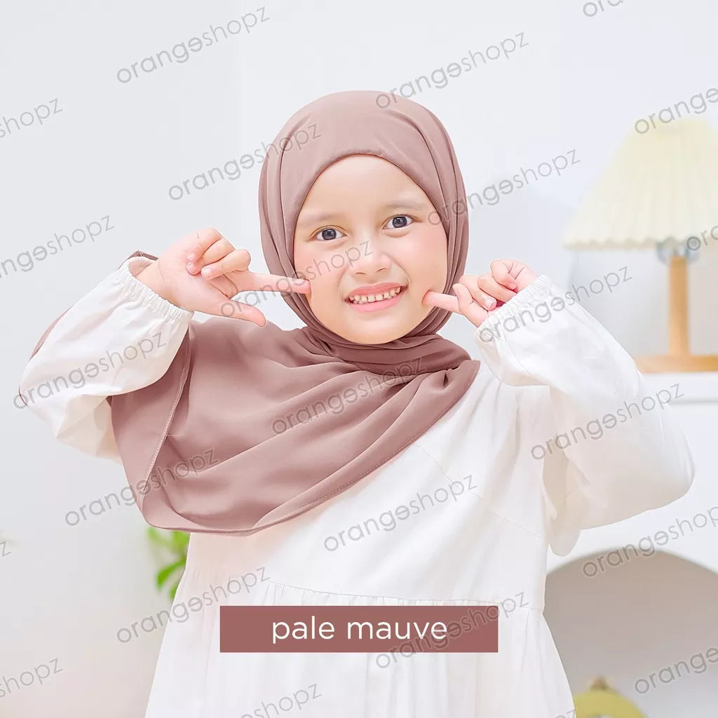 PREORDER Orangeshopz - Pashmina Hijab With Attached Inner (onesize fit 2-10y) Pale Mauve