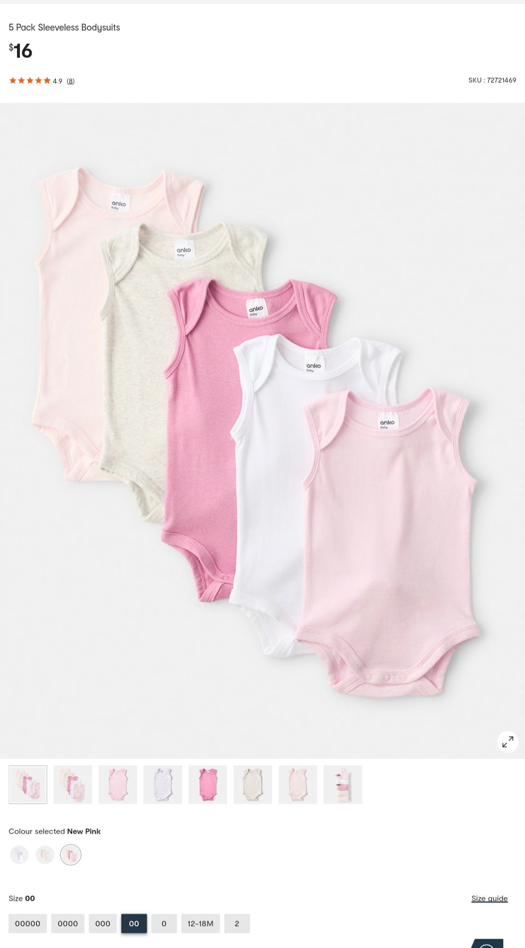 AUSSIE PREORDER Kmart - 5 pack sleeveless bodysuits