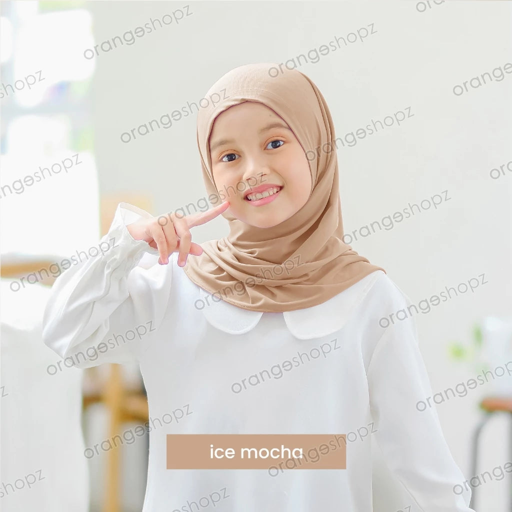 PREORDER Orangeshopz - Hijab Middie Kancing Ice Mocha