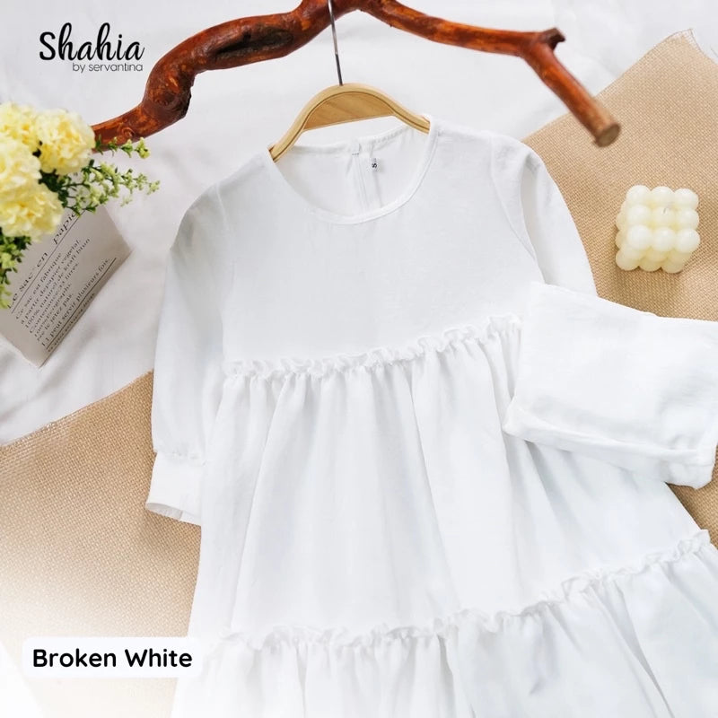 PREORDER Shahia - Ameena Gamis Dress with Hijab Broken White S (1-2y)