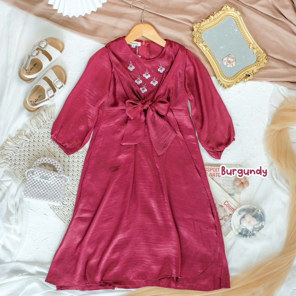 PREORDER BBC KIDS - Alayra Beaded Dress Burgundy