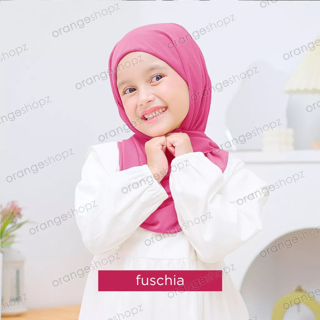 PREORDER Orangeshopz - Pashmina Hijab With Attached Inner (onesize fit 2-10y) Fuscia