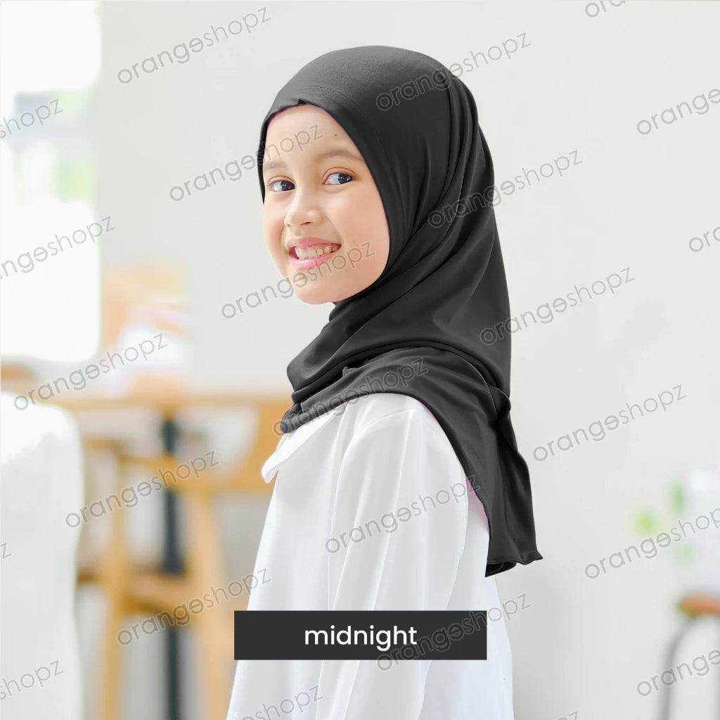 PREORDER Orangeshopz - Hijab Middie Kancing Midnight Black