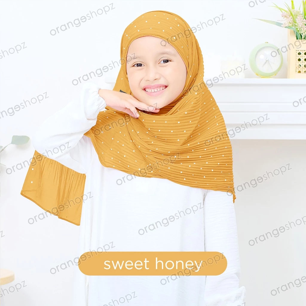 PREORDER Orangeshopz Pashmina Inner Plisket Polkadot Sweet Honey