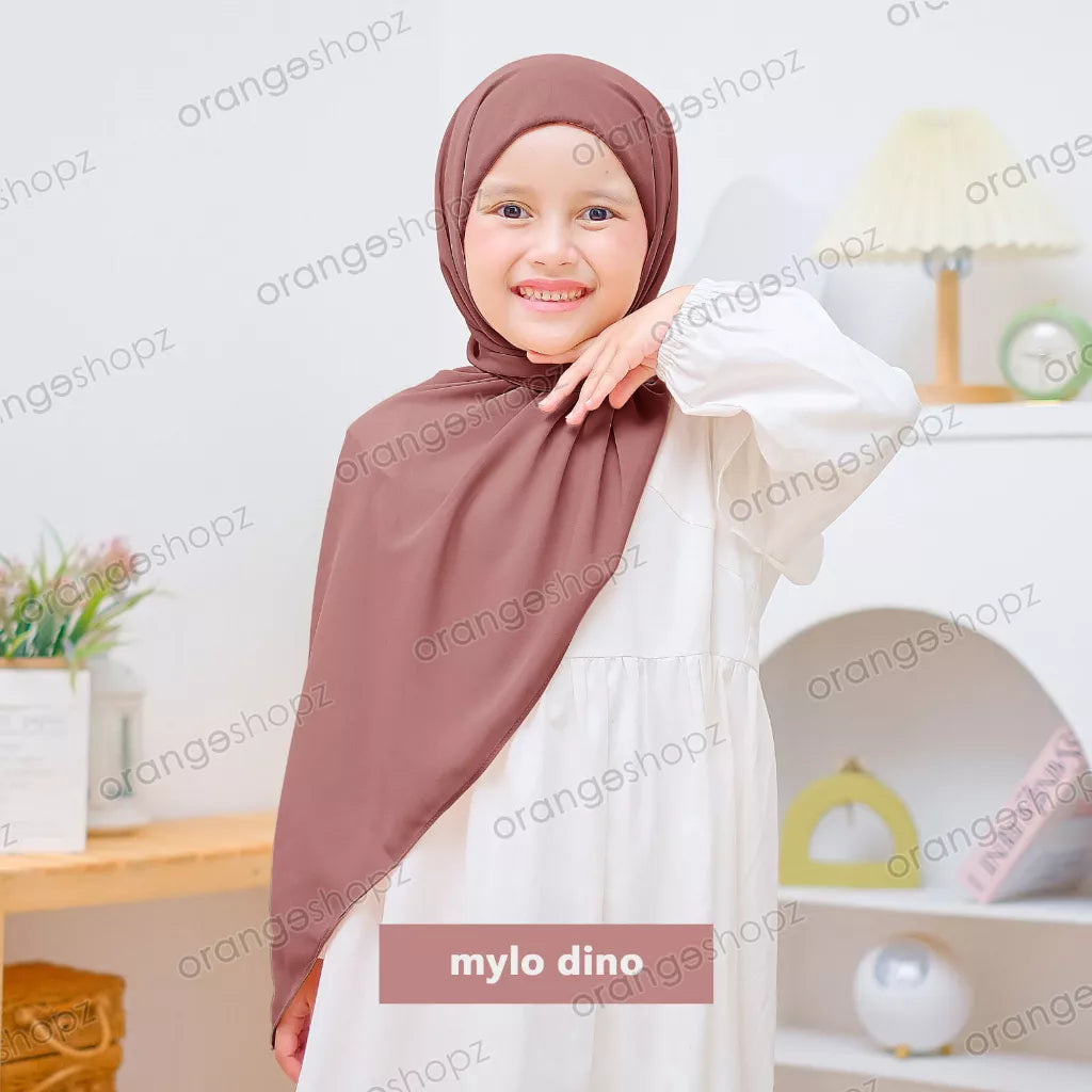 PREORDER Orangeshopz - Pashmina Hijab With Attached Inner (onesize fit 2-10y) Milo Dino