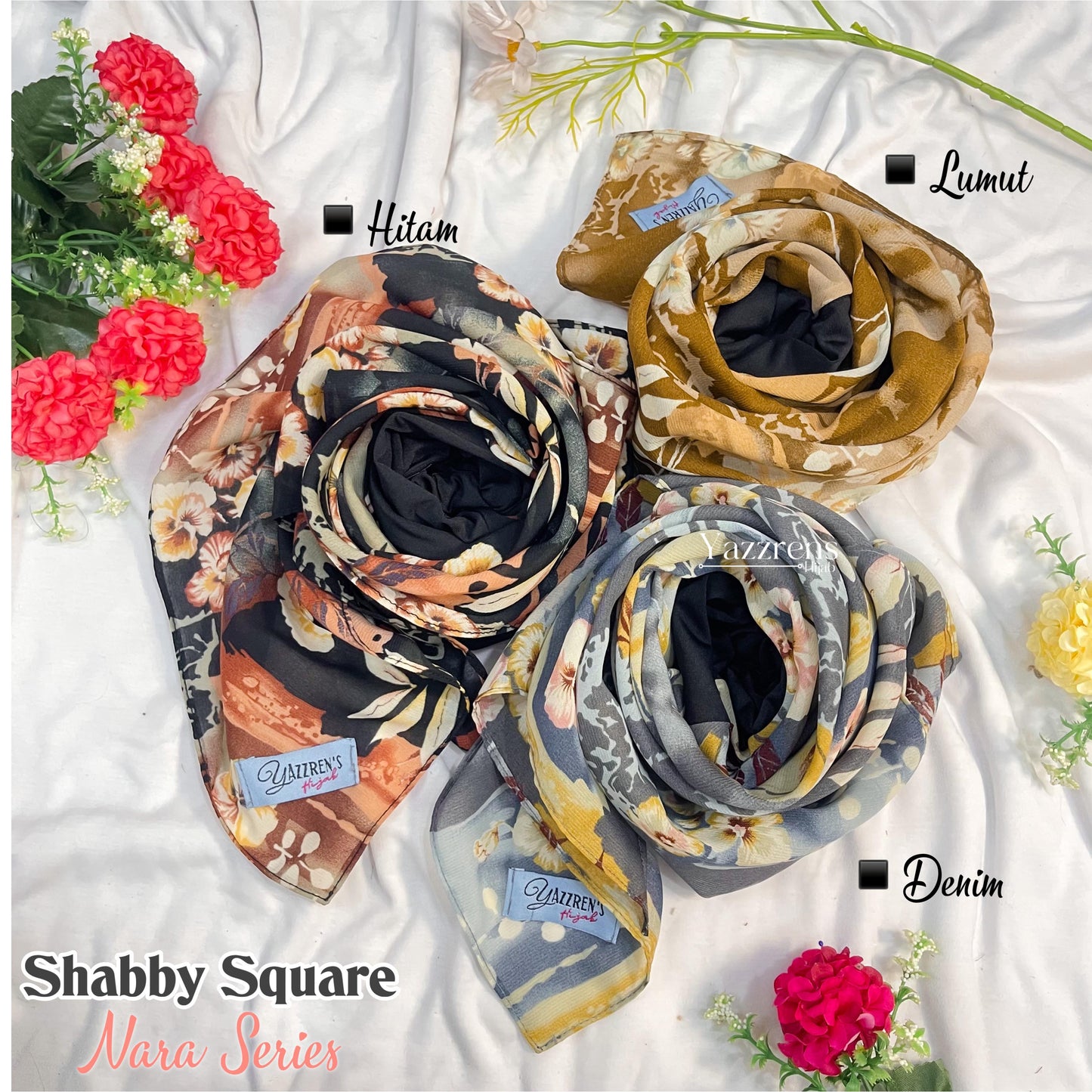 PREORDER Yazzren Hijab - Shabby Square with Attached Inner (Mora Series)