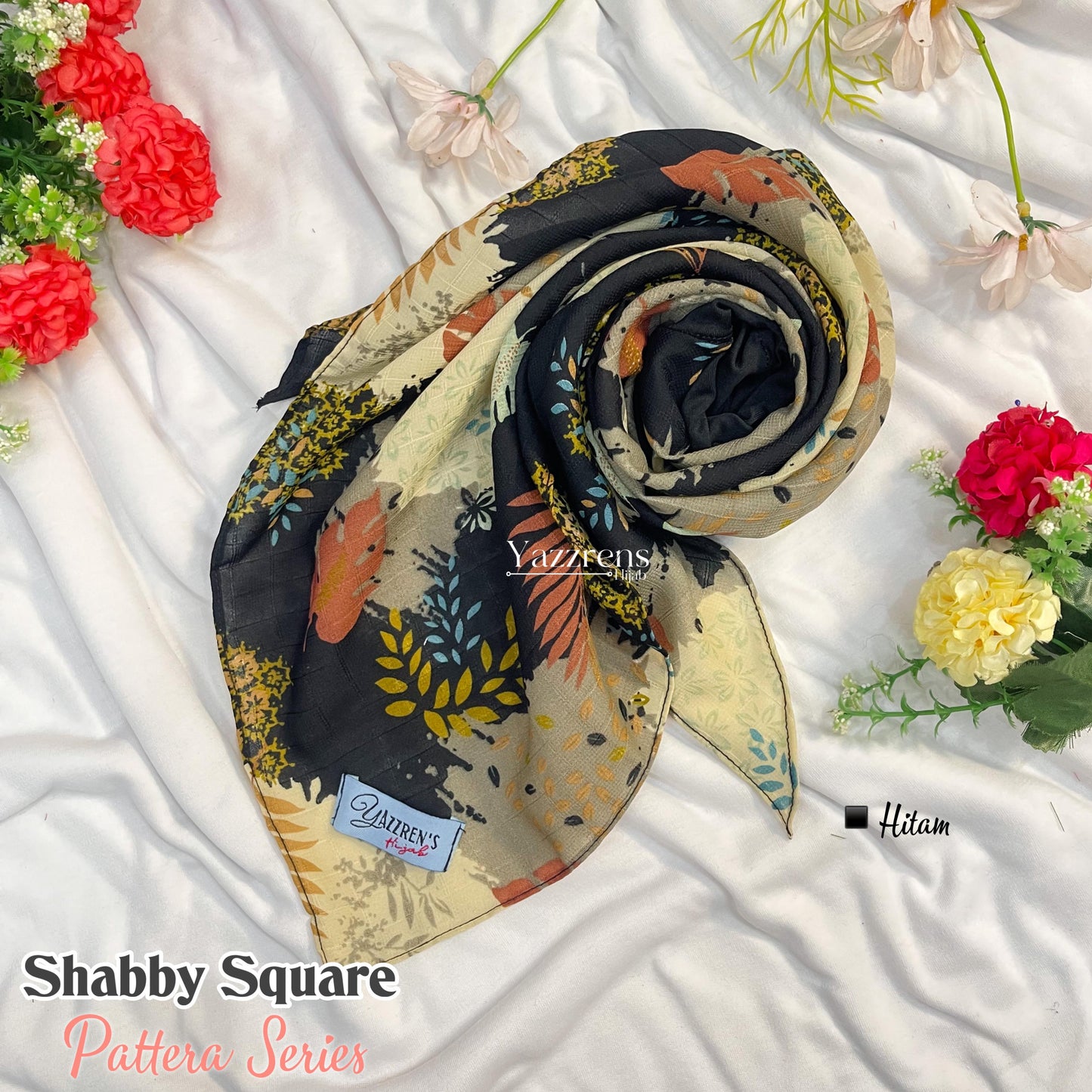 PREORDER Yazzren Hijab - Shabby Square with Attached Inner (Pattern Series)