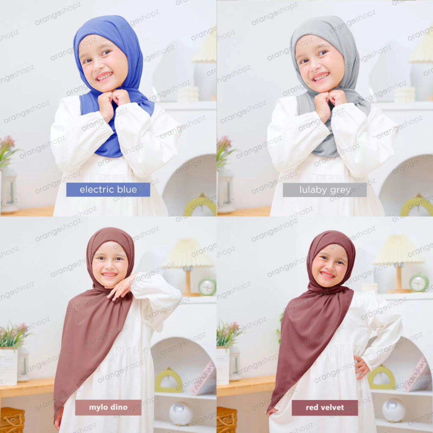 PREORDER Orangeshopz - Pashmina Hijab With Attached Inner (onesize fit 2-10y)