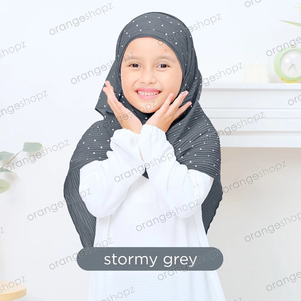 PREORDER Orangeshopz Pashmina Inner Plisket Polkadot Stormy Grey