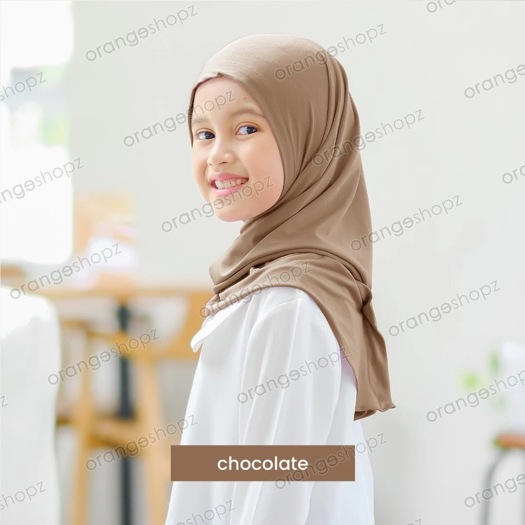 PREORDER Orangeshopz - Hijab Middie Kancing Chocolate