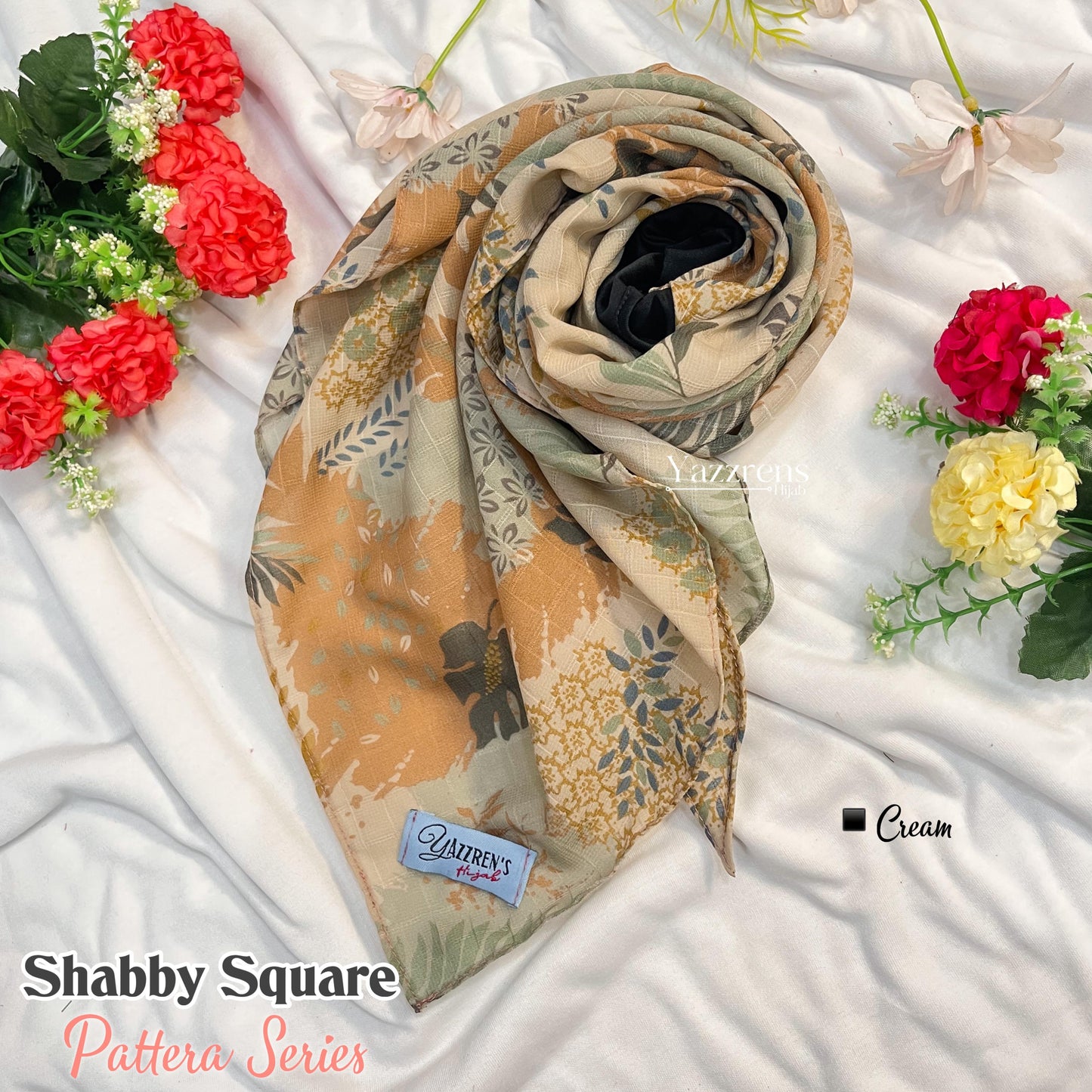 PREORDER Yazzren Hijab - Shabby Square with Attached Inner (Pattern Series)