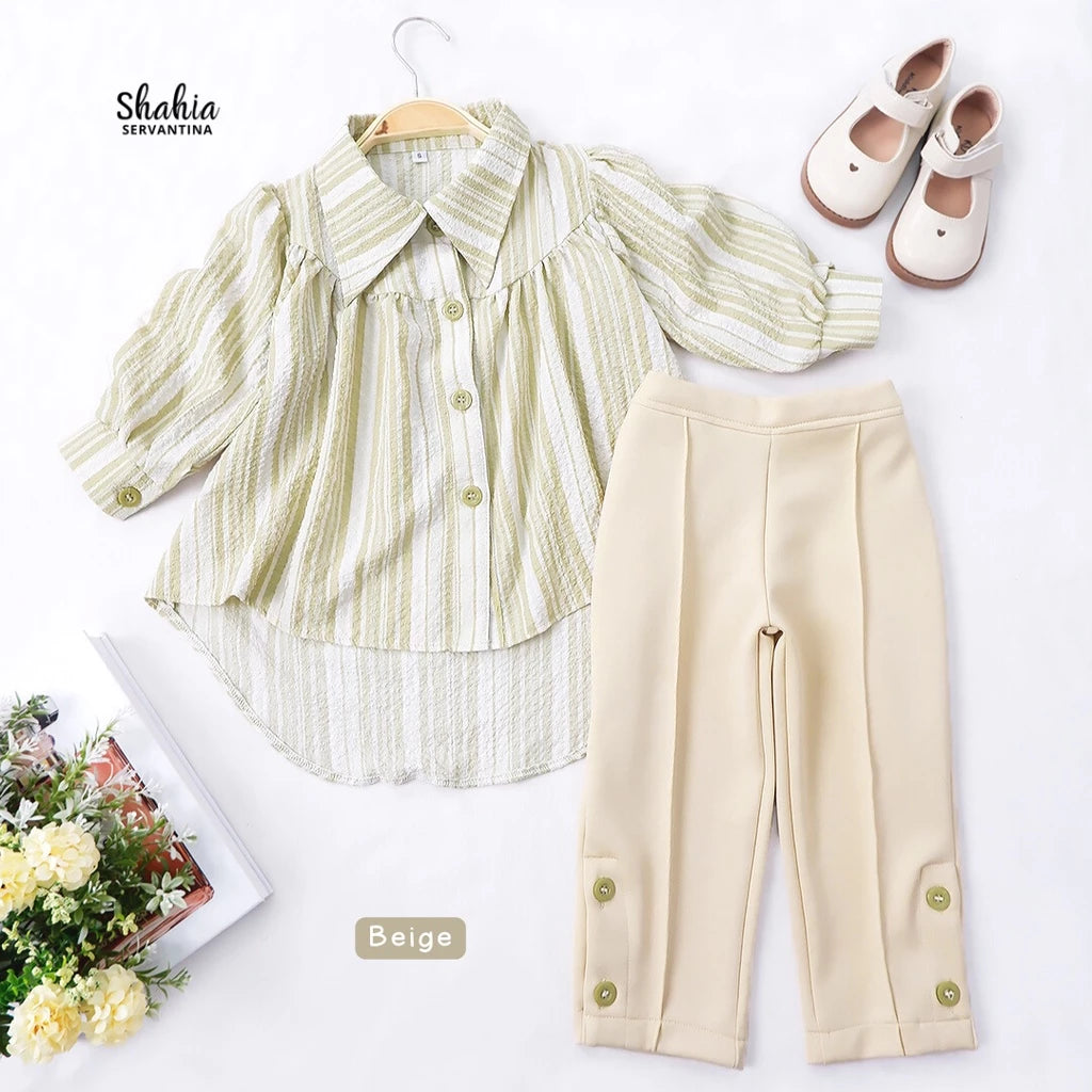 PREORDER Shahia - Zaskia Blouse Set Beige