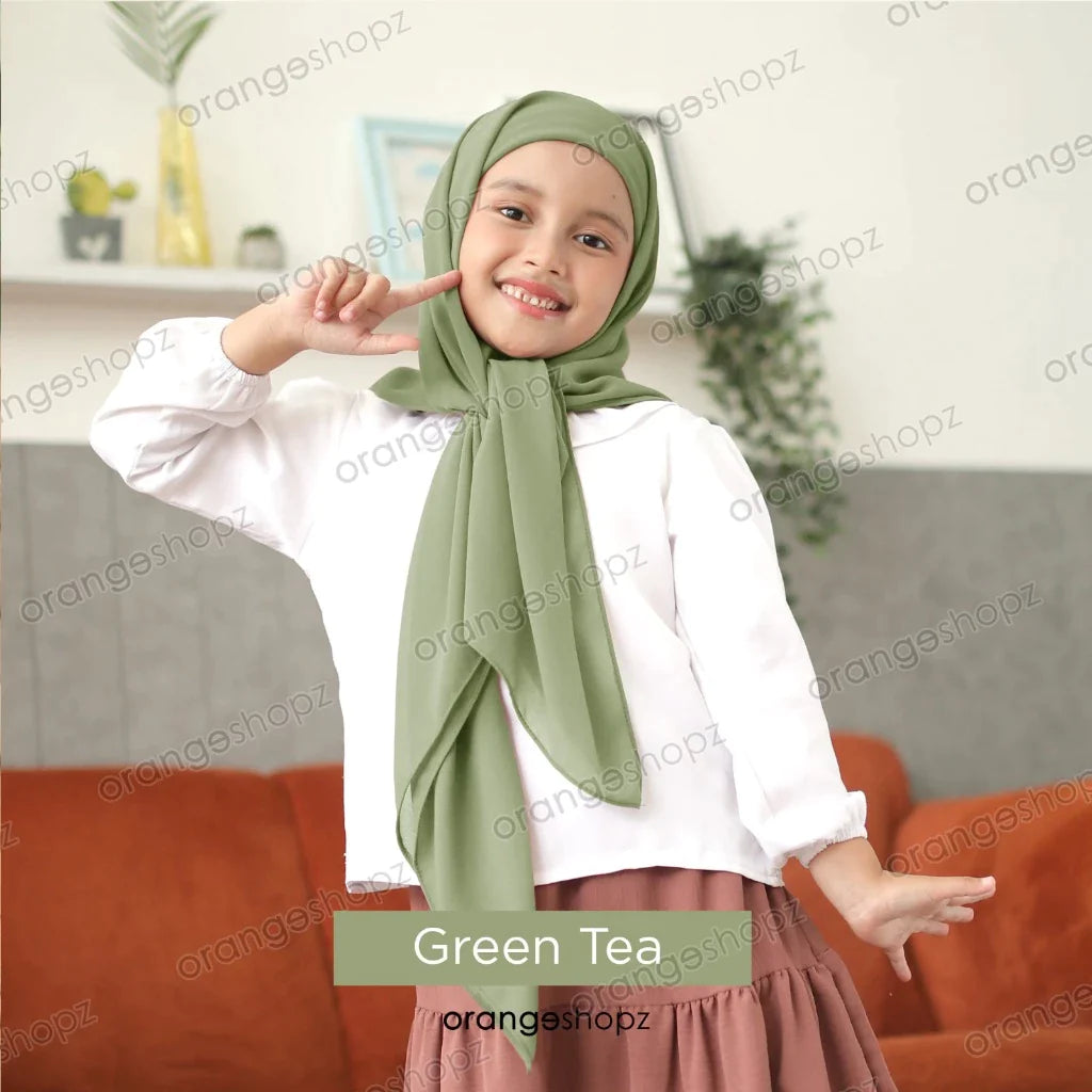 INSTOCK (RAYA 2024) Orangeshopz Plain Segitiga with Attached Inner Green Tea