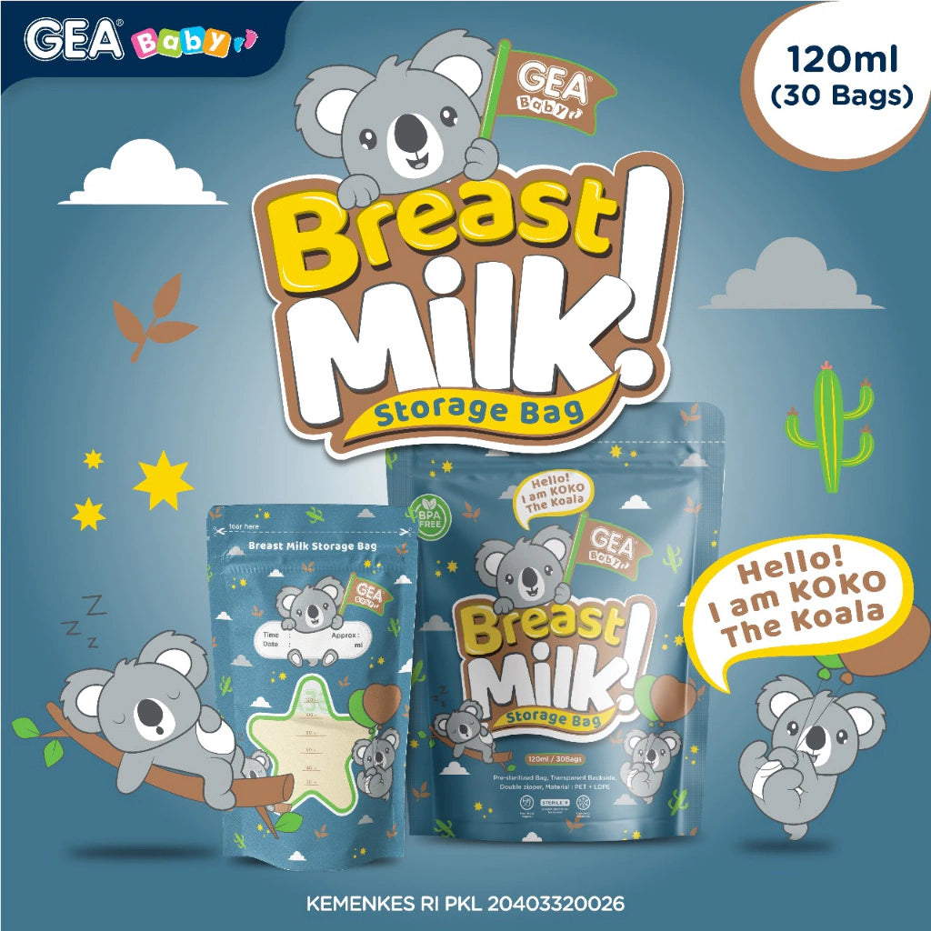 PREORDER Gea Baby Breastmilk Bags in Pouch 120ml Kaola