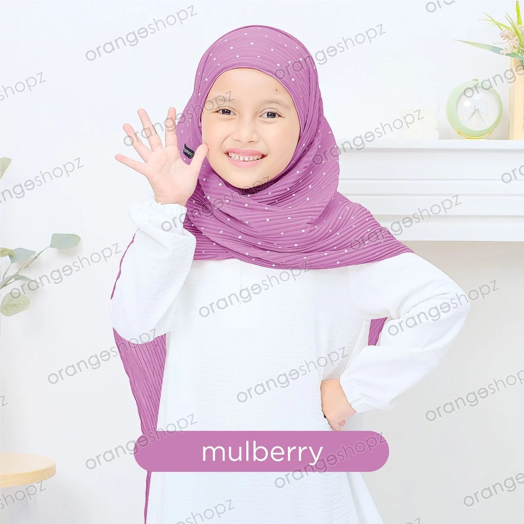 PREORDER Orangeshopz Pashmina Inner Plisket Polkadot Mulberry