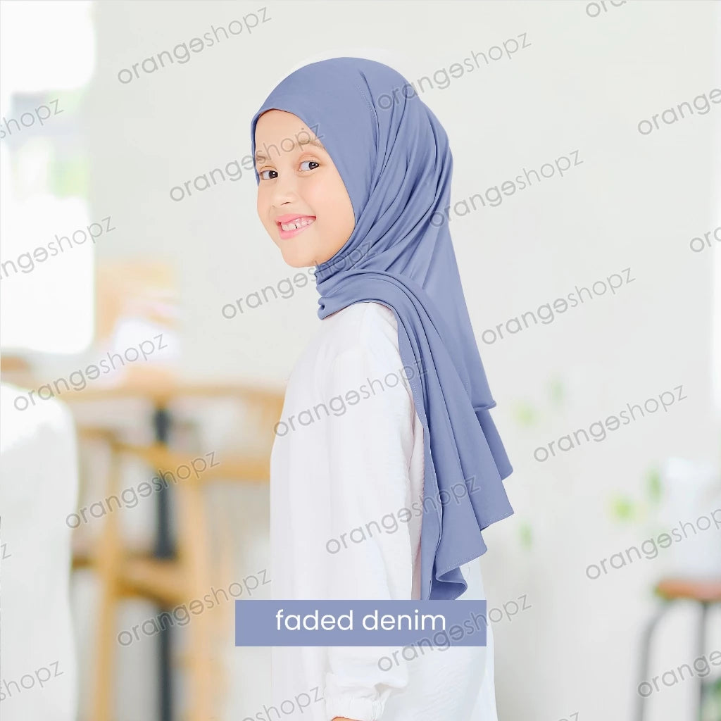 PREORDER Orangeshopz - Pashmina Instan Oval Faded Denim