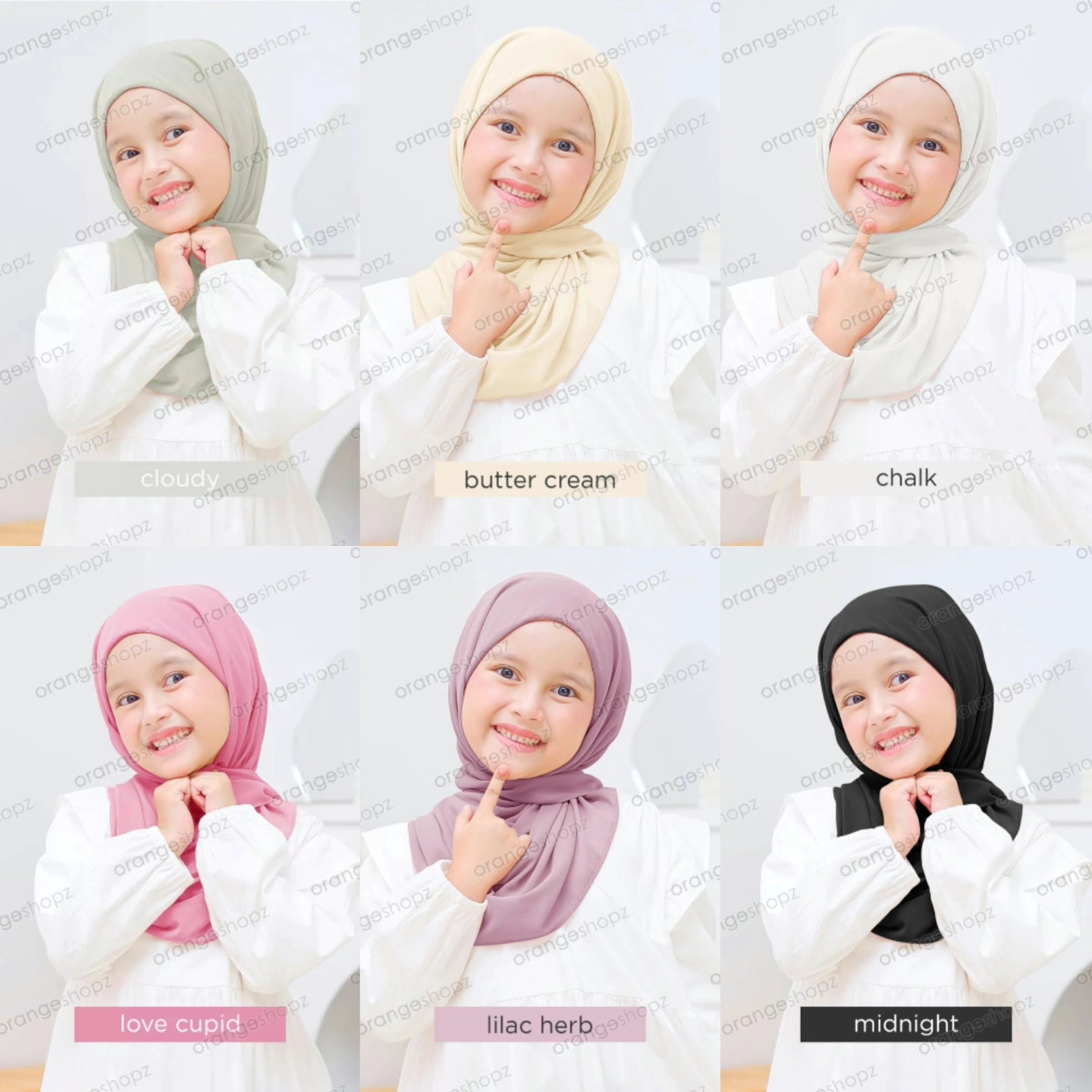 PREORDER Orangeshopz - Pashmina Hijab With Attached Inner (onesize fit 2-10y)