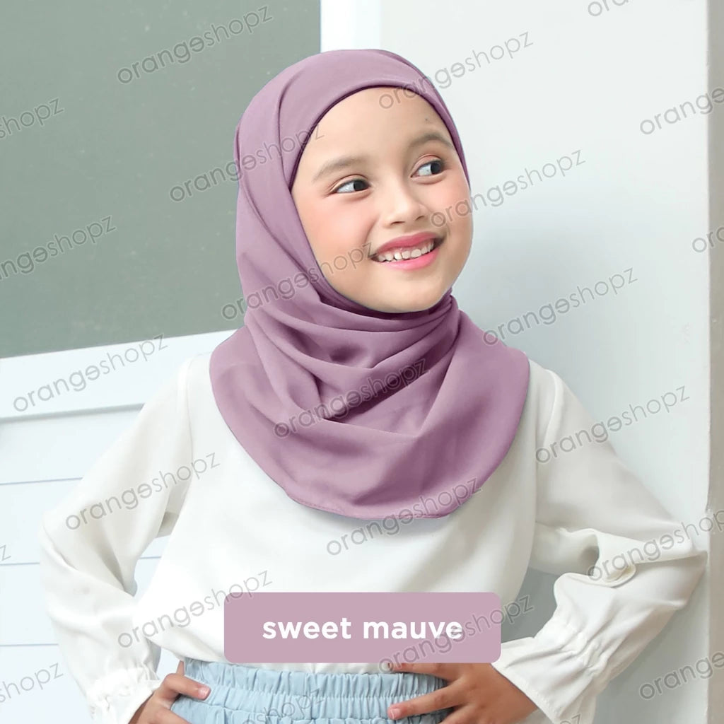 PREORDER Orangeshopz - Pashmina Hijab With Attached Inner (onesize fit 2-10y) Sweet Mauve