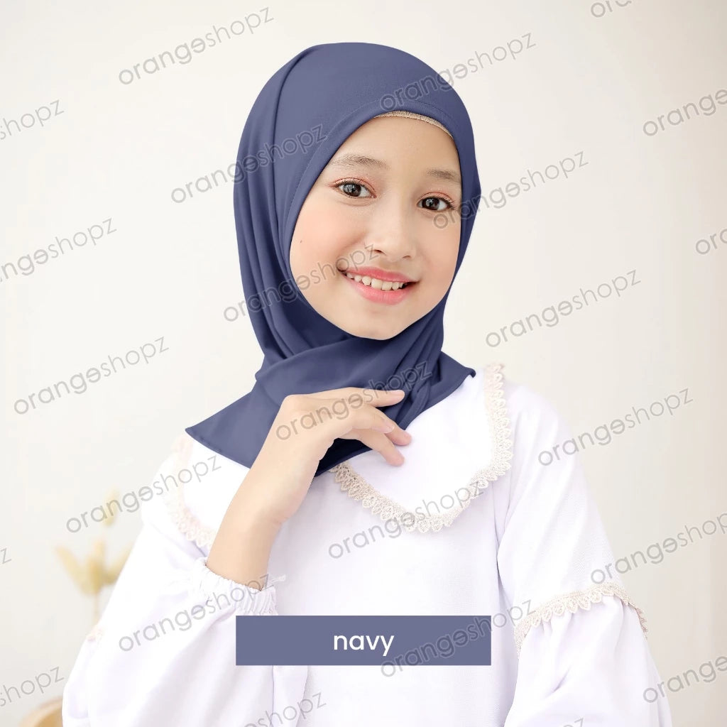 PREORDER Orangeshopz - Hijab Middie Kancing Navy