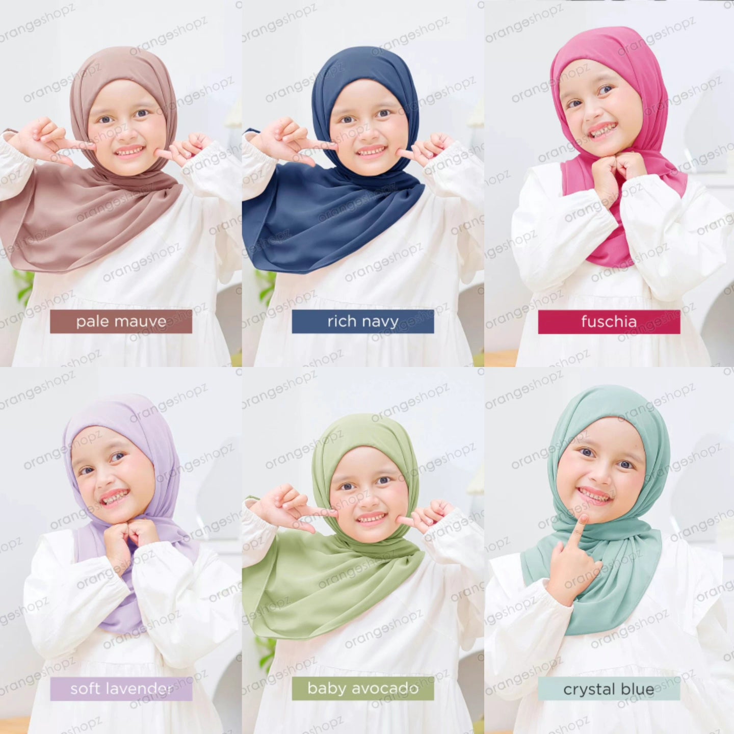 PREORDER Orangeshopz - Pashmina Hijab With Attached Inner (onesize fit 2-10y)