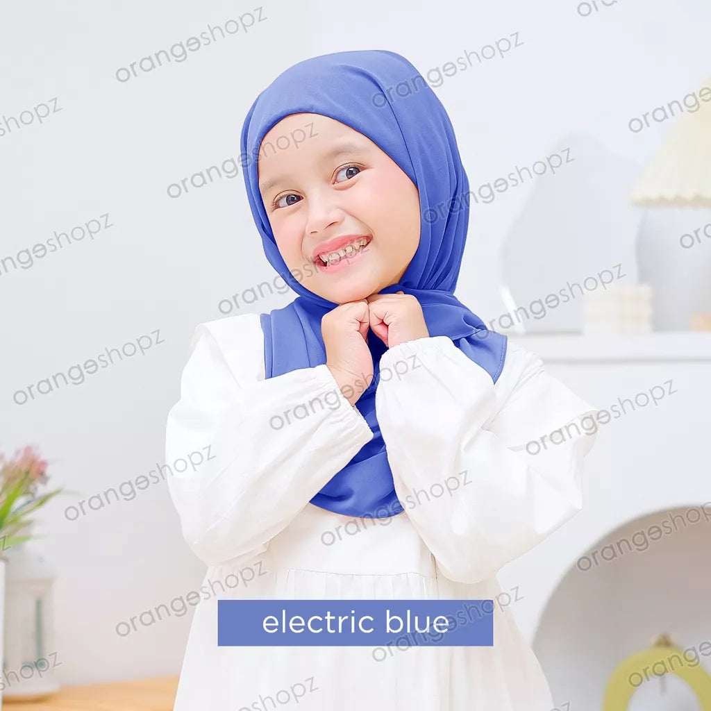 PREORDER Orangeshopz - Pashmina Hijab With Attached Inner (onesize fit 2-10y) Electric Blue