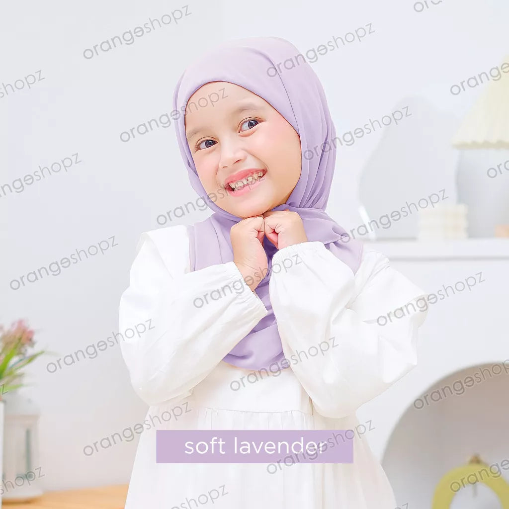 PREORDER Orangeshopz - Pashmina Hijab With Attached Inner (onesize fit 2-10y) Soft Lavender