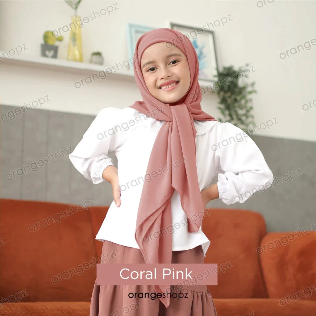 INSTOCK (RAYA 2024) Orangeshopz Plain Segitiga with Attached Inner Coral Pink