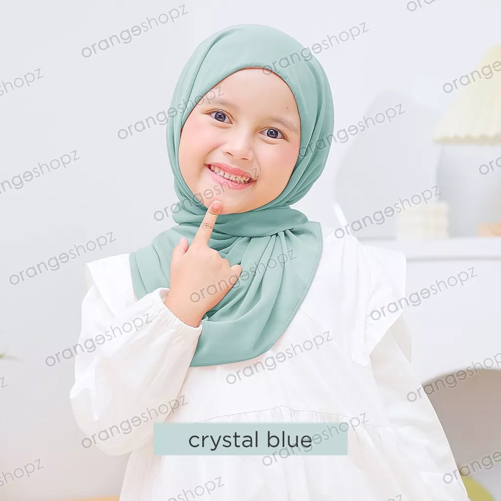 PREORDER Orangeshopz - Pashmina Hijab With Attached Inner (onesize fit 2-10y) Crystal Blue