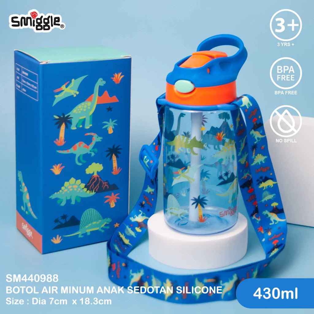 PREORDER Junior Bottle with Strap - 430ml BPA Free Dino Blue Set Strap