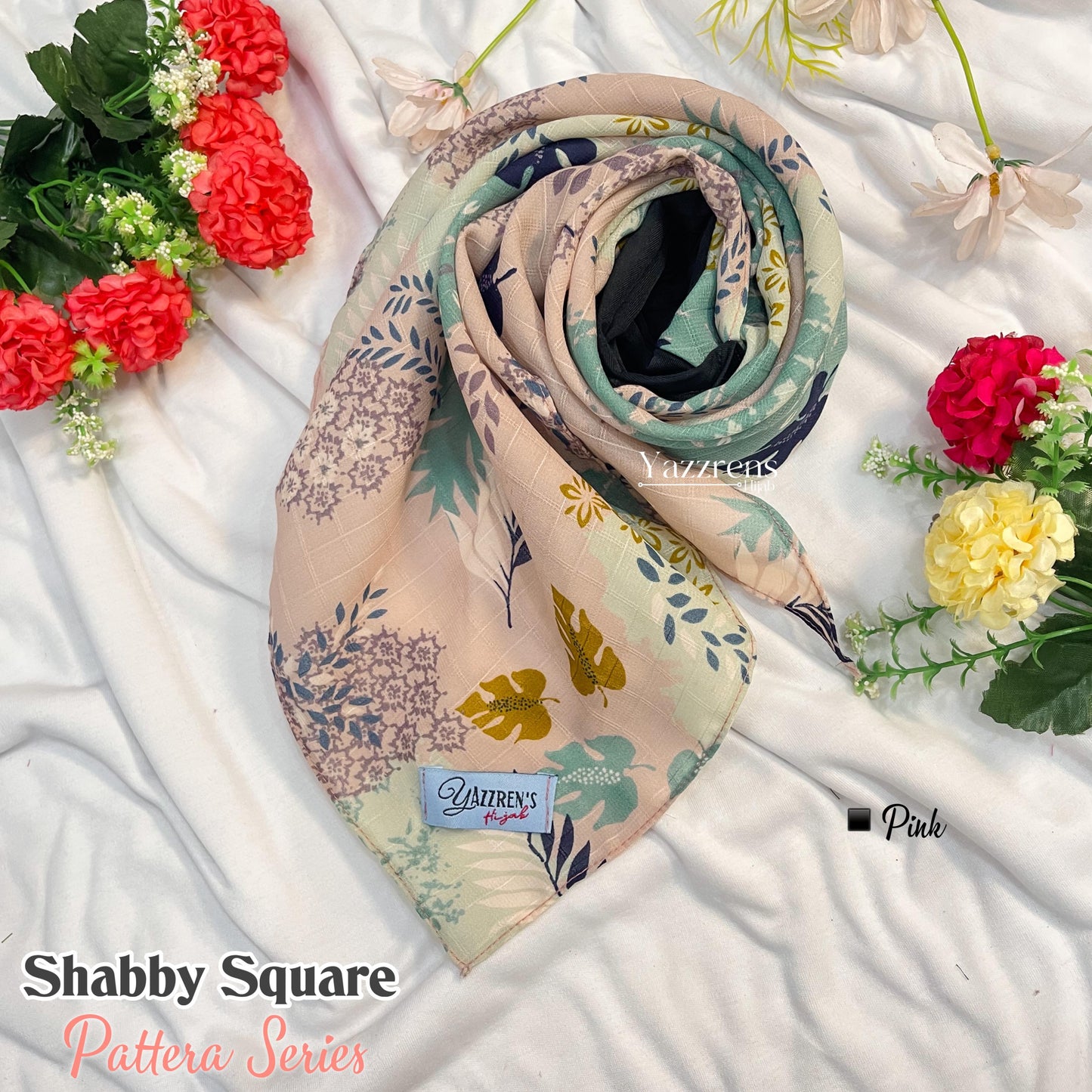 PREORDER Yazzren Hijab - Shabby Square with Attached Inner (Pattern Series)