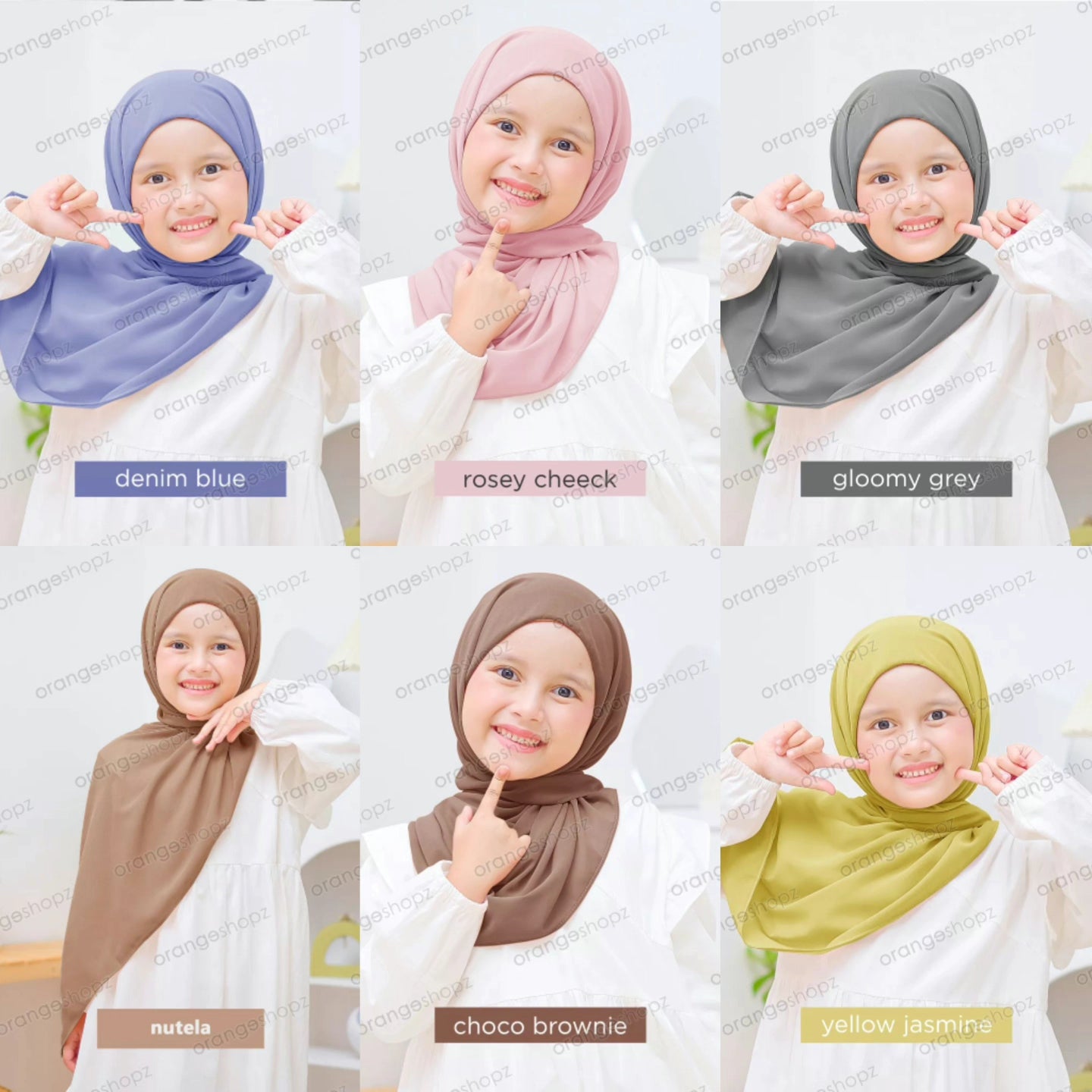 PREORDER Orangeshopz - Pashmina Hijab With Attached Inner (onesize fit 2-10y)