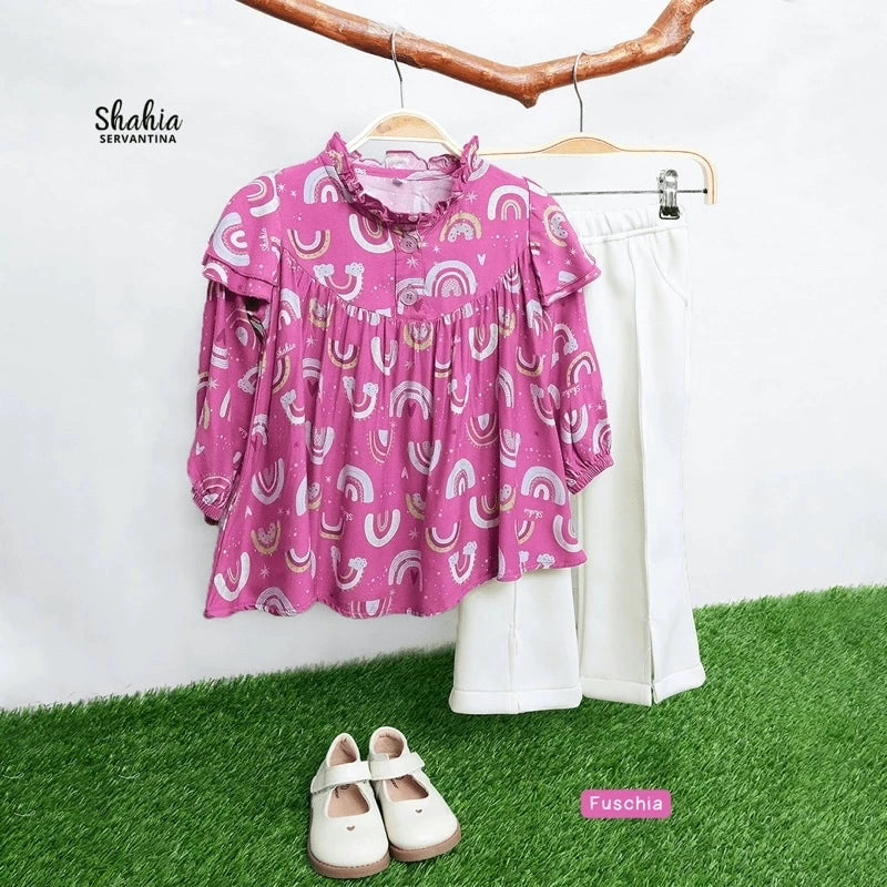 PREORDER Shahia - Pelangi Blouse Set Fuscia