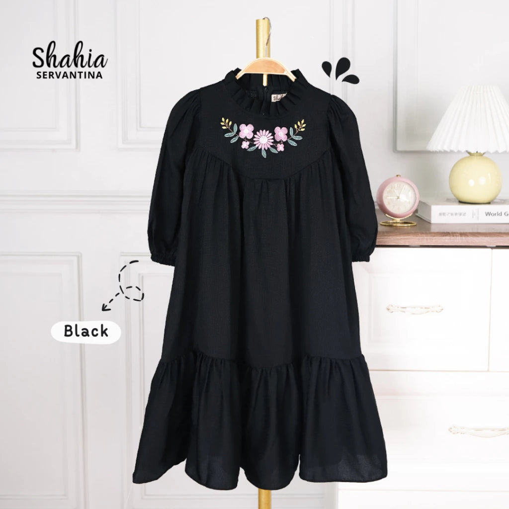 PREORDER Shahia - Silvana Dress Dobby Black