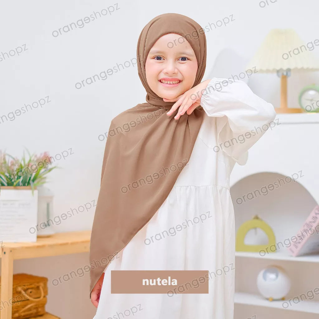 PREORDER Orangeshopz - Pashmina Hijab With Attached Inner (onesize fit 2-10y) Nutella