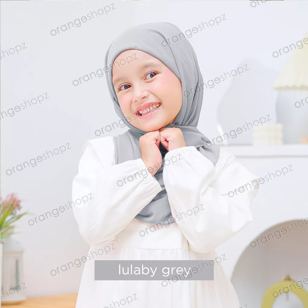 PREORDER Orangeshopz - Pashmina Hijab With Attached Inner (onesize fit 2-10y) Lullaby Grey