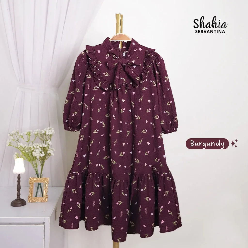 PREORDER Shahia - Nayla Dress Burgundy