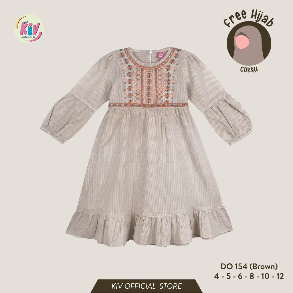 PREORDER KIV Embroidery Dress DO154 Brown