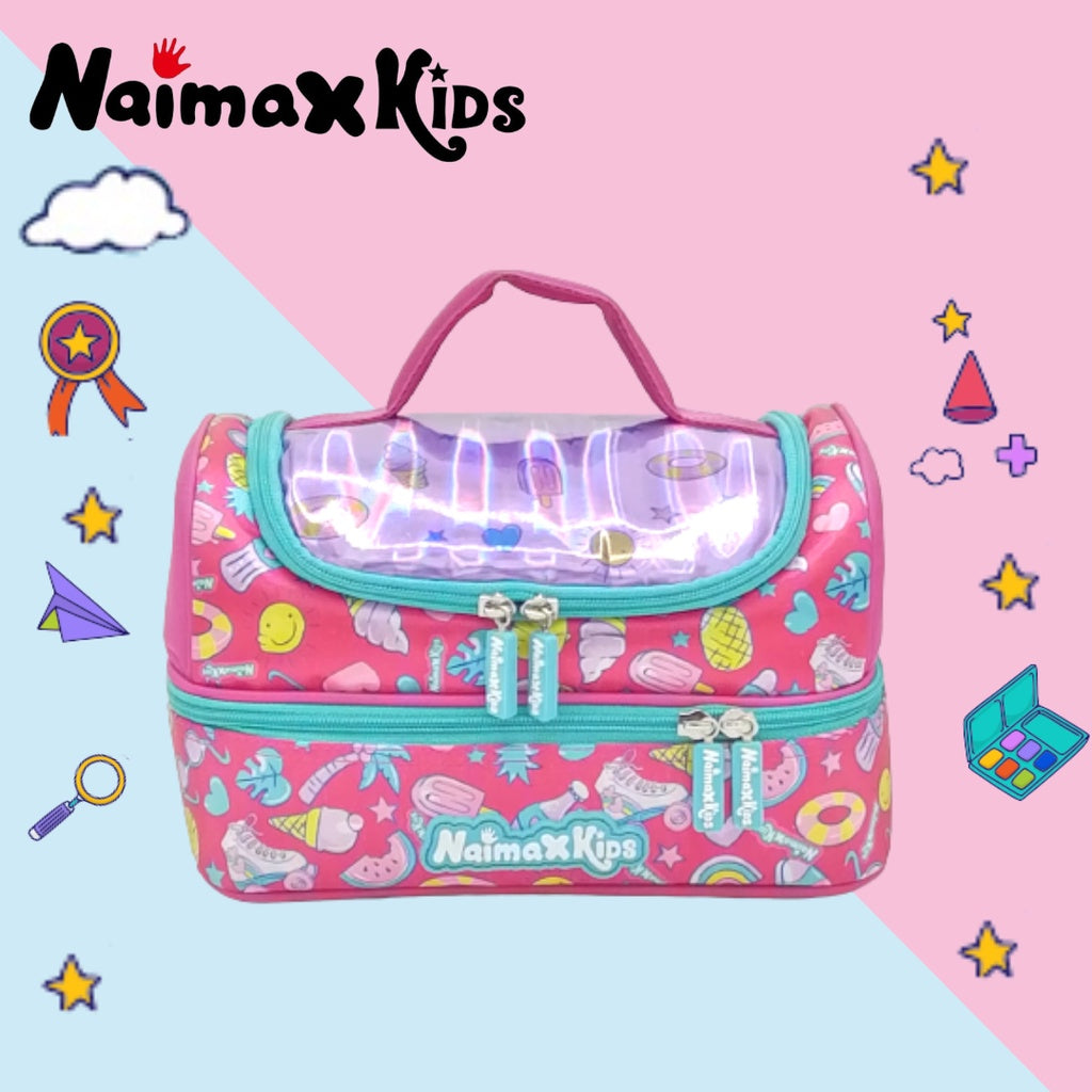 PREORDER Naimax Kids Lunch Bag Double Deck - Shoes Pink