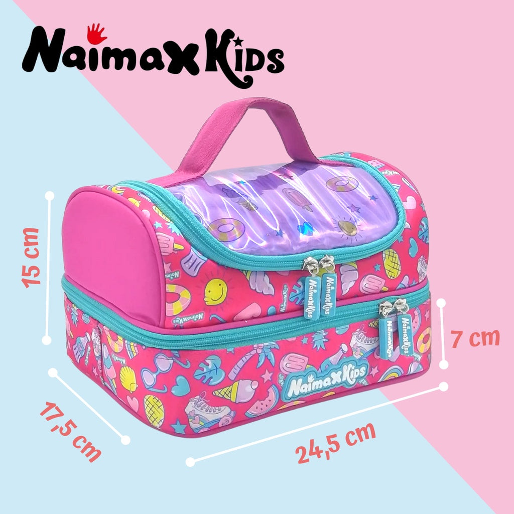 PREORDER Naimax Kids Lunch Bag Double Deck - Shoes Pink