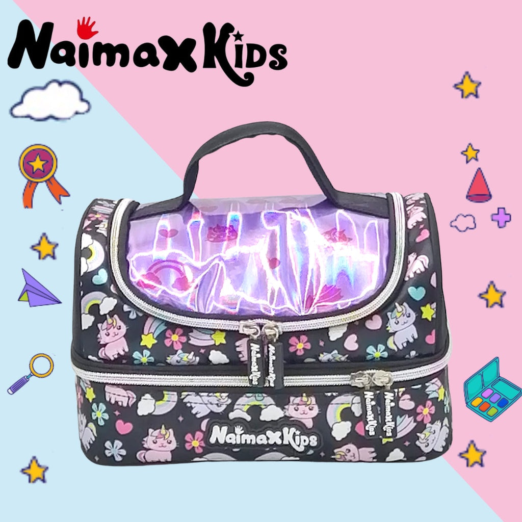 PREORDER Naimax Kids Lunch Bag Double Deck - Cat Black